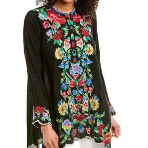 NWT Johnny Was New Gala Swing Tunic Top XS S Small Floral Embroidered Blouse